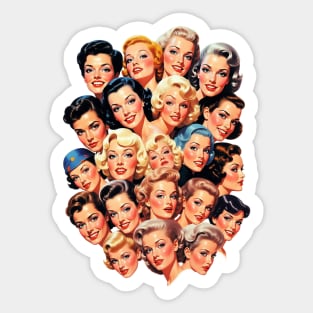 The Golden Age Crowd A Classic Hollywood Collage of Pinup Faces and Vintage Glamour Sticker